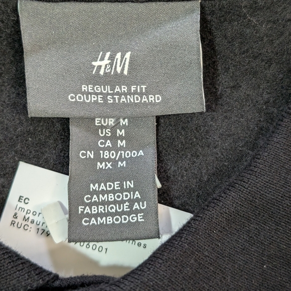 H&M, Long sleeve, Polo Top, Black, Size Medium - Picture 6 of 7
